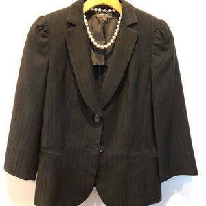 EUC G2000 black striped suit skirt & jacket